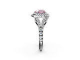 White gold Double Halo Fancy Pink Heart  Cut Diamond Split Shank Ring with Four Prong Setting_22