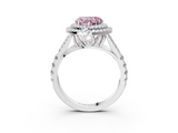 White gold Double Halo Fancy Pink Heart  Cut Diamond Split Shank Ring with Four Prong Setting_23