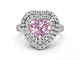 White gold Double Halo Fancy Pink Heart  Cut Pave Split Shank Prong Set Ring_15