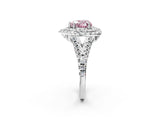 White gold Double Halo Fancy Pink Heart  Cut Pave Split Shank Prong Set Ring_17