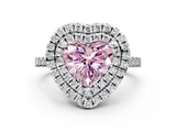 White gold Double Halo Fancy Pink Heart  Diamond Pave Band with Four-Prong Setting_79