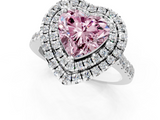 White gold Double Halo Fancy Pink Heart  Diamond Pave Band with Four-Prong Setting_82
