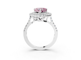 White gold Double Halo Fancy Pink Heart  Diamond Pave Band with Four-Prong Setting_84