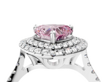 White gold Double Halo Fancy Pink Heart  Diamond Pave Band with Four-Prong Setting_85