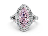 White gold Double Halo Fancy Pink Marquise Cut Diamond Split Shank Engagement Ring with Four-Prong Setting_27