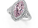 White gold Double Halo Fancy Pink Marquise Cut Diamond Split Shank Engagement Ring with Four-Prong Setting_28