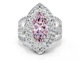 White gold Double Halo Fancy Pink Marquise Cut Diamond Split Shank Pave Set Ring_3