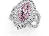 White gold Double Halo Fancy Pink Marquise Cut Diamond Split Shank Pave Set Ring_4
