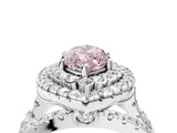 White gold Double Halo Fancy Pink Marquise Cut Diamond Split Shank Pave Set Ring_7