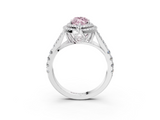 White gold Double Halo Fancy Pink Marquise  Cut Diamond Split Shank Ring with Four Prong Setting_23