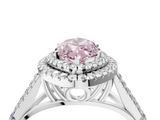White gold Double Halo Fancy Pink Marquise  Cut Diamond Split Shank Ring with Four Prong Setting_24