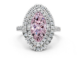 White gold Double Halo Fancy Pink Marquise  Diamond Pave Band with Four-Prong Setting_43