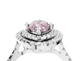 White gold Double Halo Fancy Pink Marquise  Diamond Pave Band with Four-Prong Setting_48