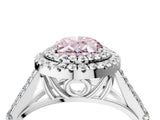 White gold Double Halo Fancy Pink Oval Cut Diamond Split Shank Engagement Ring with Four-Prong Setting_31
