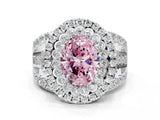 White gold Double Halo Fancy Pink Oval Cut Diamond Split Shank Pave Set Ring_3