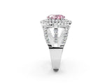 White gold Double Halo Fancy Pink Oval Cut Diamond Split Shank Pave Set Ring_5
