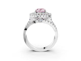 White gold Double Halo Fancy Pink Oval Cut Diamond Split Shank Pave Set Ring_6