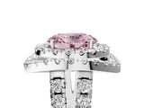 White gold Double Halo Fancy Pink Oval Cut Diamond Split Shank Prong Setting Ring_5