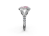 White gold Double Halo Fancy Pink Oval  Cut Diamond Split Shank Ring with Four Prong Setting_22