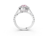 White gold Double Halo Fancy Pink Oval  Cut Diamond Split Shank Ring with Four Prong Setting_23