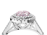 White gold Double Halo Fancy Pink Oval  Cut Diamond Split Shank Ring with Four Prong Setting_24