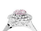 White gold Double Halo Fancy Pink Oval  Cut Pave Split Shank Prong Set Ring_19
