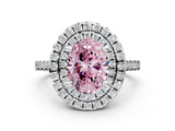 White gold Double Halo Fancy Pink Oval  Diamond Pave Band with Four-Prong Setting_43