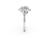 White gold Double Halo Fancy Pink Oval  Diamond Pave Band with Four-Prong Setting_44