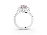 White gold Double Halo Fancy Pink Oval  Diamond Pave Band with Four-Prong Setting_45
