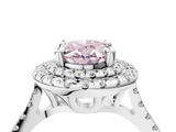 White gold Double Halo Fancy Pink Oval  Diamond Pave Band with Four-Prong Setting_47