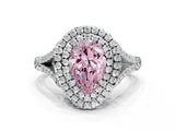 White gold Double Halo Fancy Pink Pear Cut Diamond Split Shank Engagement Ring with Four-Prong Setting_27