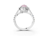 White gold Double Halo Fancy Pink Pear Cut Diamond Split Shank Engagement Ring with Four-Prong Setting_30