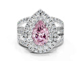 White gold Double Halo Fancy Pink Pear Cut Diamond Split Shank Pave Set Ring_3