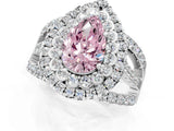 White gold Double Halo Fancy Pink Pear Cut Diamond Split Shank Pave Set Ring_4