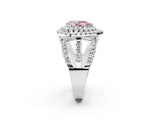 White gold Double Halo Fancy Pink Pear Cut Diamond Split Shank Pave Set Ring_5