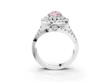White gold Double Halo Fancy Pink Pear Cut Diamond Split Shank Pave Set Ring_6