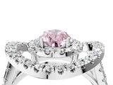 White gold Double Halo Fancy Pink Pear Cut Diamond Split Shank Prong Setting Ring_4
