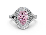 White gold Double Halo Fancy Pink Pear  Cut Diamond Split Shank Ring with Four Prong Setting_20