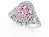 White gold Double Halo Fancy Pink Pear  Cut Diamond Split Shank Ring with Four Prong Setting_21