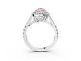 White gold Double Halo Fancy Pink Pear  Cut Diamond Split Shank Ring with Four Prong Setting_23
