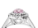White gold Double Halo Fancy Pink Pear  Cut Diamond Split Shank Ring with Four Prong Setting_24