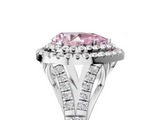White gold Double Halo Fancy Pink Pear  Cut Diamond Split Shank Ring with Four Prong Setting_25