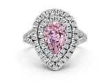 White gold Double Halo Fancy Pink Pear  Cut Pave Split Shank Prong Set Ring_15