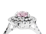 White gold Double Halo Fancy Pink Pear  Diamond Pave Band with Four-Prong Setting_46