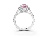 White gold Double Halo Fancy Pink Princess Cut Diamond Split Shank Engagement Ring with Four-Prong Setting_30