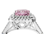 White gold Double Halo Fancy Pink Princess Cut Diamond Split Shank Engagement Ring with Four-Prong Setting_31