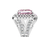 White gold Double Halo Fancy Pink Princess Cut Diamond Split Shank Engagement Ring with Four-Prong Setting_32