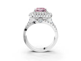 White gold Double Halo Fancy Pink Princess Cut Diamond Split Shank Pave Set Ring_6