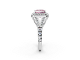 White gold Double Halo Fancy Pink Princess  Cut Diamond Split Shank Ring with Four Prong Setting_2