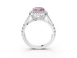 White gold Double Halo Fancy Pink Princess  Cut Diamond Split Shank Ring with Four Prong Setting_3
